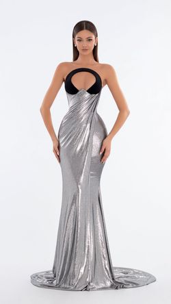Style AD6114 Albina Dyla Silver Size 0 Jersey Corset Ad6114 Straight Dress on Queenly