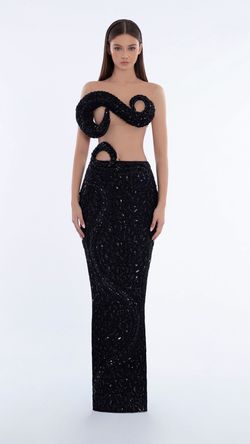 Style AD5807 Albina Dyla Black Tie Size 0 Pageant Tall Height Ad5807 Side slit Dress on Queenly