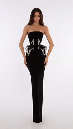 Style AD5704 Albina Dyla Black Tie Size 0 Floor Length Tall Height Side slit Dress on Queenly