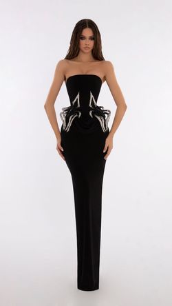 Style AD5704 Albina Dyla Black Tie Size 0 Floor Length Ad5704 Tall Height Side slit Dress on Queenly