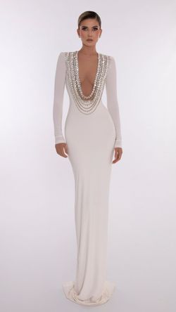 Style AD5608 Albina Dyla White Size 4 Side slit Dress on Queenly