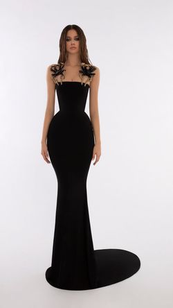 Style AD5705 Albina Dyla Black Tie Size 0 Floor Length Pageant Tall Height Straight Dress on Queenly