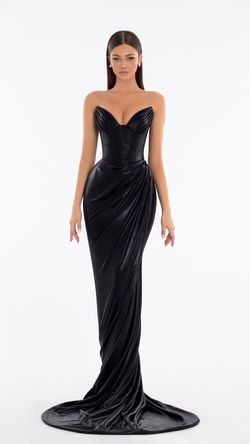 Style AD6112 Albina Dyla Black Tie Size 0 Corset Ad6112 Shiny Straight Dress on Queenly