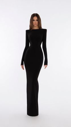 Style AD5703 Albina Dyla Gold Size 4 Black Tie Side slit Dress on Queenly