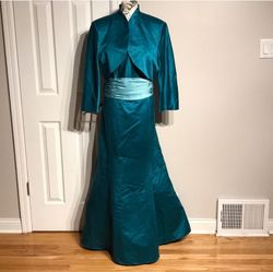 David's Bridal Blue Size 22 Plus Size Vintage Prom Mermaid Dress on Queenly