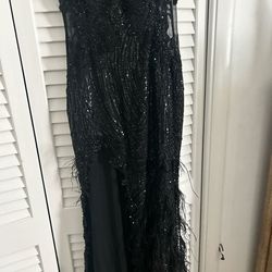 Portia and Scarlett Black Size 6 Sheer Prom Mermaid Dress on Queenly