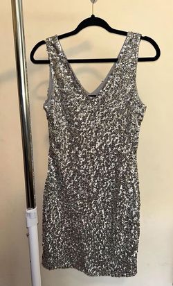 Pretty Guide Silver Size 8 Prom Free Shipping Shiny Cocktail Dress on Queenly