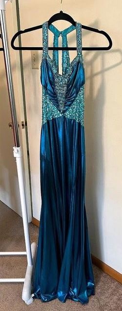 Studio 17 Blue Size 6 Shiny Prom Polyester Train Dress on Queenly