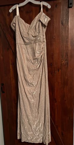 David's Bridal Silver Size 12 Floor Length Medium Height Black Tie Straight Dress on Queenly