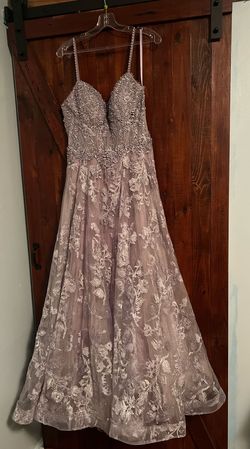 Camille La Vie Purple Size 12 A-line Plunge Prom 50 Off Ball gown on Queenly