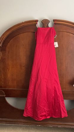 David's Bridal Red Size 18 Square Neck Free Shipping A-line Dress on Queenly