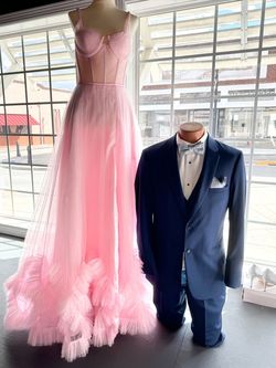 Style 88827 Amarra Pink Size 4 Plunge 88827 Floor Length Prom Ball gown on Queenly