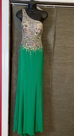 Xtreme Prom Green Size 2 Sheer Military Prom Mermaid Dress on Queenly