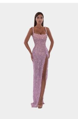 Albina Dyla Pink Size 4 Corset Square Side slit Dress on Queenly