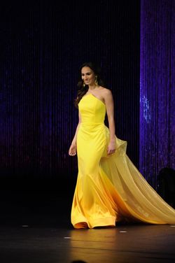 Style CUSTOM Fernando Wong Yellow Size 0 Pageant Strapless Custom Prom Train Dress on Queenly