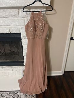 Adrianna Papell Pink Size 16 Plus Size Lace Sequined Prom Straight Dress on Queenly