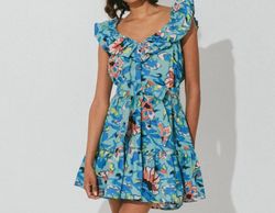 Style 1-1002450153-149 Cleobella Blue Size 12 Plus Size Tall Height Mini Cocktail Dress on Queenly