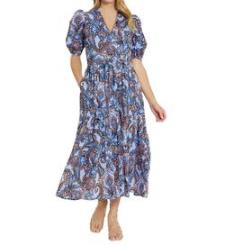 Style 1-1032698166-74 JUDE CONNALLY Blue Size 4 Tall Height Sleeves Pockets Free Shipping Cocktail Dress on Queenly