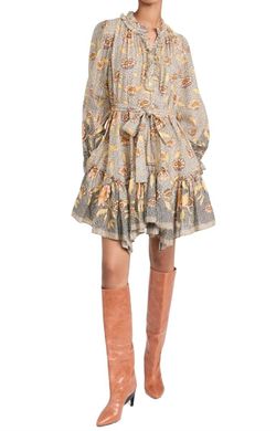 Style 1-1077495241-1498 Ulla Johnson Yellow Size 4 Pockets Floral Mini Cocktail Dress on Queenly