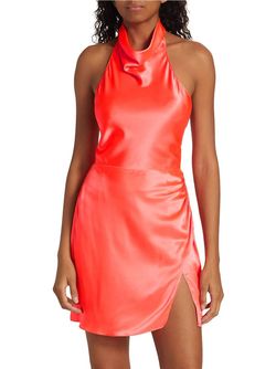 Style 1-1829390864-70 Amanda Uprichard Orange Size 0 Silk Halter Mini Cocktail Dress on Queenly