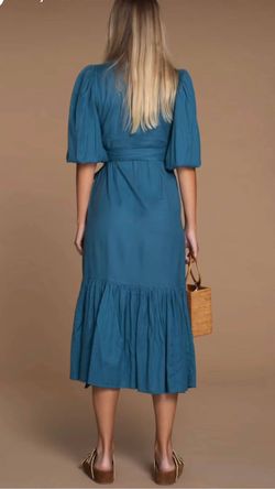 Style 1-2186258040-149 Olivia James the Label Blue Size 12 Sleeves V Neck Cocktail Dress on Queenly