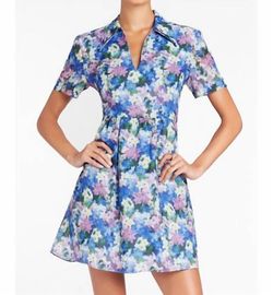 Style 1-2393900311-149 Amanda Uprichard Blue Size 12 Mini Print Free Shipping Cocktail Dress on Queenly