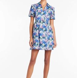 Style 1-2393900311-70 Amanda Uprichard Blue Size 0 1-2393900311-70 High Neck Mini Cocktail Dress on Queenly