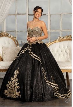 Style GL3022 GLS Collective Black Size 14 Gl3022 Sequined Shiny Ball gown on Queenly