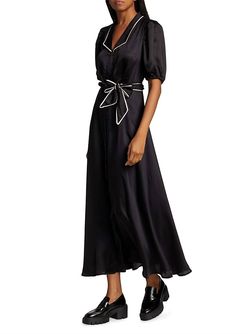Style 1-2548163134-649 THE GREAT. Black Size 2 Belt Tall Height High Neck Cocktail Dress on Queenly