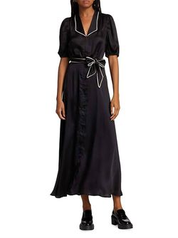 Style 1-2548163134-649 THE GREAT. Black Size 2 Sleeves Belt Cocktail Dress on Queenly