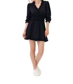 Style 1-2762701201-74 sundays Black Size 4 Polyester Spandex V Neck Cocktail Dress on Queenly