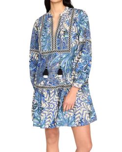Style 1-2960854945-892 Marie Oliver Blue Size 8 Long Sleeve Cocktail Dress on Queenly