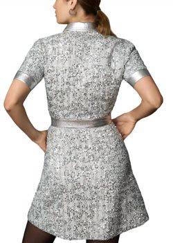 Style 1-3145830564-1498 Shoshanna Silver Size 4 High Neck Mini Cocktail Dress on Queenly