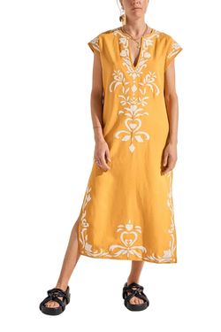 Style 1-3404709144-74 Ilio Nema Yellow Size 4 Tall Height Side Slit Cocktail Dress on Queenly