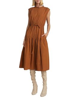 Style 1-3489688956-1498 Derek Lam 10 Crosby Brown Size 4 Tall Height Pockets Free Shipping Cocktail Dress on Queenly