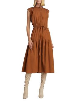 Style 1-3489688956-1901 Derek Lam 10 Crosby Brown Size 6 Jersey High Neck Cocktail Dress on Queenly