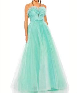 Style 1-3814873173-5 MAC DUGGAL Green Size 0 Turquoise Polyester Ball gown on Queenly