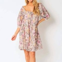 Style 1-3956513261-149 OLIVACEOUS Pink Size 12 Casual Floral Mini Cocktail Dress on Queenly