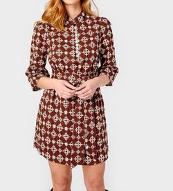 Style 1-396045605-70 Cartolina Nantucket Brown Size 0 Free Shipping Pockets Fitted Cocktail Dress on Queenly