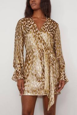 Style 1-61501967-5 JONATHAN SIMKHAI Gold Size 0 Long Sleeve Tall Height 1-61501967-5 Mini Cocktail Dress on Queenly