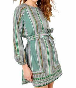 Style 1-624744965-74 Cartolina Nantucket Green Size 4 Belt Spandex Long Sleeve Mini Cocktail Dress on Queenly