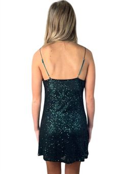 Style 1-649707726-74 DELUC Green Size 4 Emerald Sequined 1-649707726-74 Cocktail Dress on Queenly