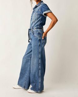 Style 1-681911253-74 Free People Blue Size 4 1-681911253-74 Pockets Jumpsuit Dress on Queenly