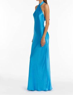 Style 1-691877403-74 Amanda Uprichard Blue Size 4 Black Tie Military Backless Straight Dress on Queenly