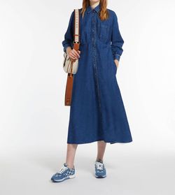 Style 1-705218611-425 MaxMara Blue Size 8 Sleeves Pockets Free Shipping Navy Cocktail Dress on Queenly