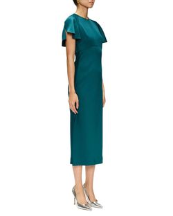 Style 1-77425465-649 Derek Lam 10 Crosby Green Size 2 Tall Height Sleeves Free Shipping Polyester Cocktail Dress on Queenly