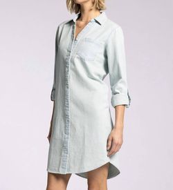 Style 1-1125502295-74 Thread & Supply Blue Size 4 Long Sleeve Tall Height Casual Sorority High Neck Cocktail Dress on Queenly