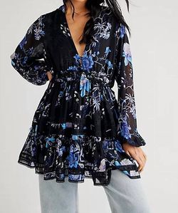 Style 1-1186342103-70 Free People Black Size 0 Floral Polyester V Neck Cocktail Dress on Queenly