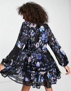 Style 1-1186342103-74 Free People Black Size 4 1-1186342103-74 Polyester Print Cocktail Dress on Queenly