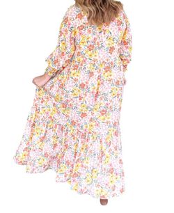 Style 1-1875668950-149 BOHOBLU Yellow Size 12 Military Tall Height Floral Straight Dress on Queenly